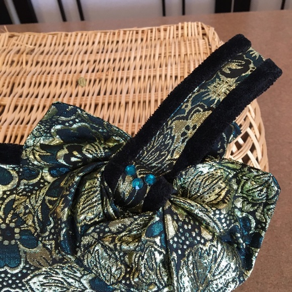 Fannie Lee Original Brocade & Velvet Clutch w/Bow - Picture 3 of 7